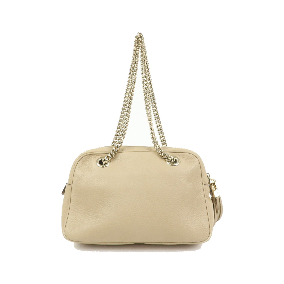 Gucci Soho Chain Zip Leather, Beige, Leather, Shoulder Bag