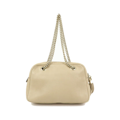 Gucci Soho Chain Zip Leather, Beige, Leather, Shoulder Bag