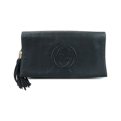 Gucci Soho Clutch Leather, Black, Leather, Clutch