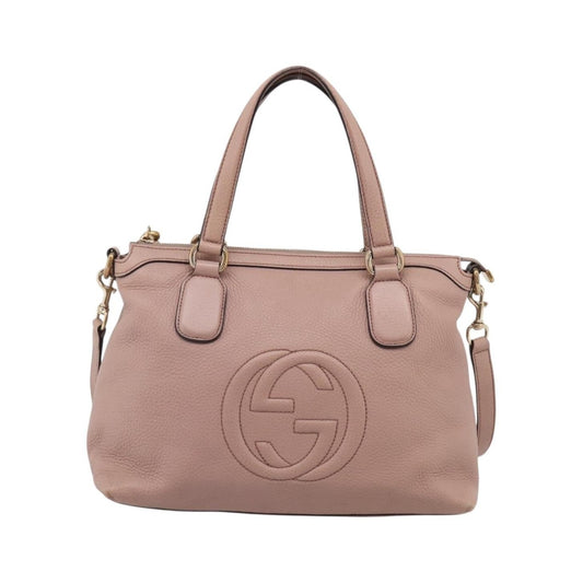 Gucci Soho Convertible Soft Top Handle Leather, Pink, Leather, Handbag