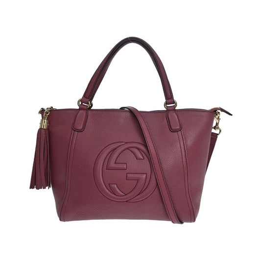 Gucci Soho Convertible Top Handle Leather, Purple, Leather, Handbag