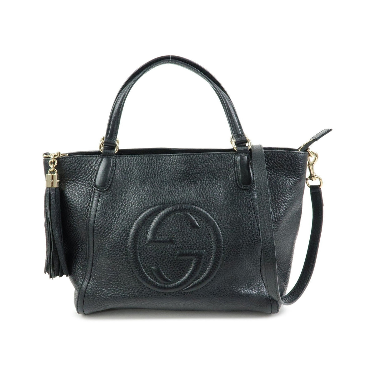 Gucci Soho Convertible Top Handle Leather, Black, Leather, Handbag