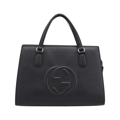 Gucci Soho Convertible Top Handle Satchel Leather, Black, Leather, Handbag