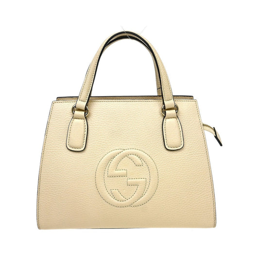 Gucci Soho Convertible Top Handle Satchel Leather, Beige, Leather, Handbag