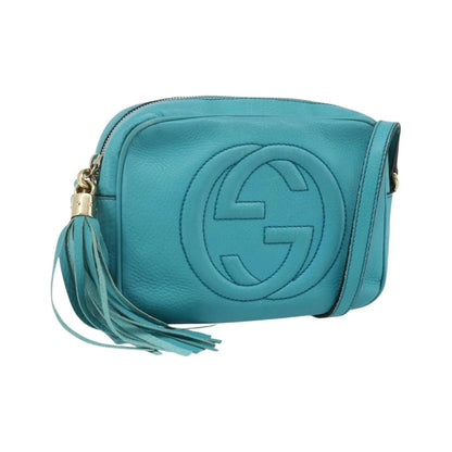 Gucci Soho Disco Leather, Blue, Leather, Shoulder Bag