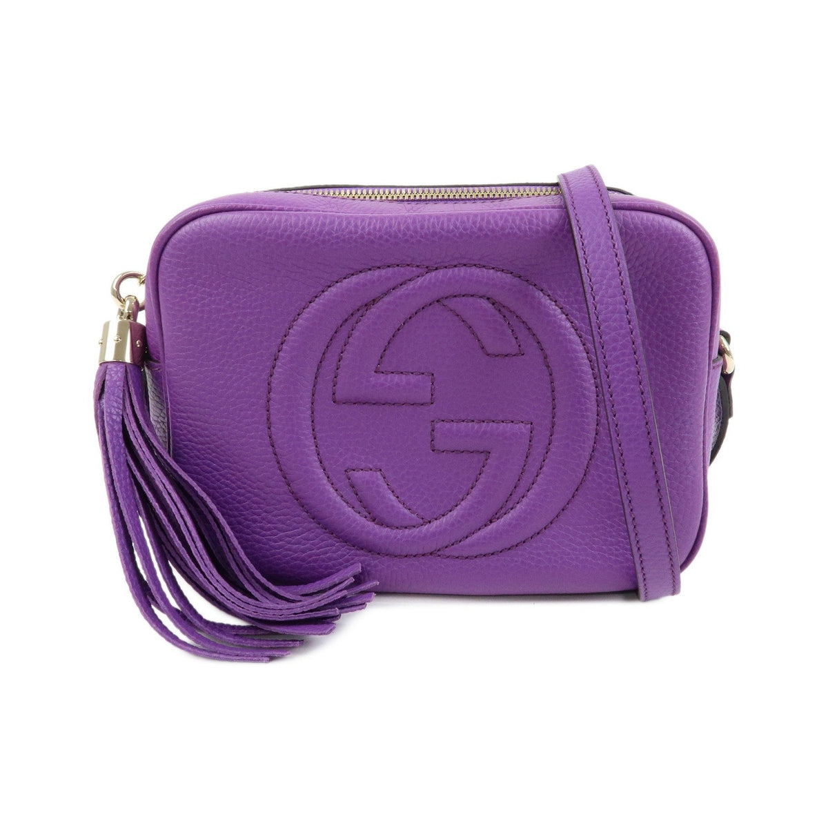 Gucci Soho Disco Leather, Purple, Leather, Crossbody Bag