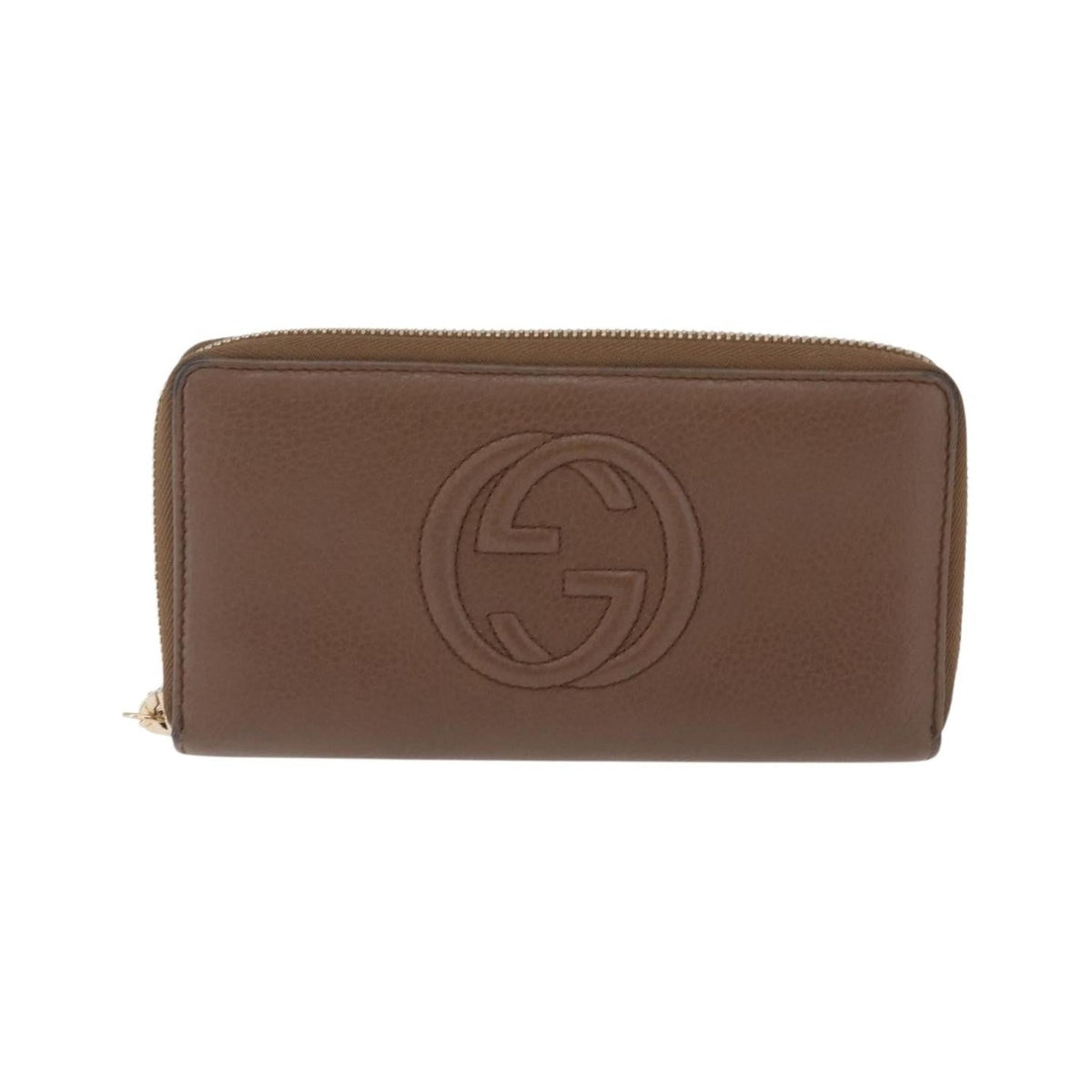 Gucci Soho Double Zip Around Leather, Brown, Leather, Wallet