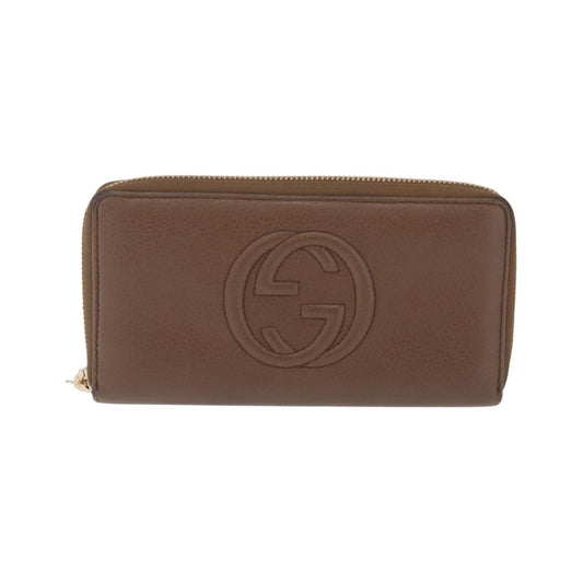 Gucci Soho Double Zip Around Leather, Brown, Leather, Wallet