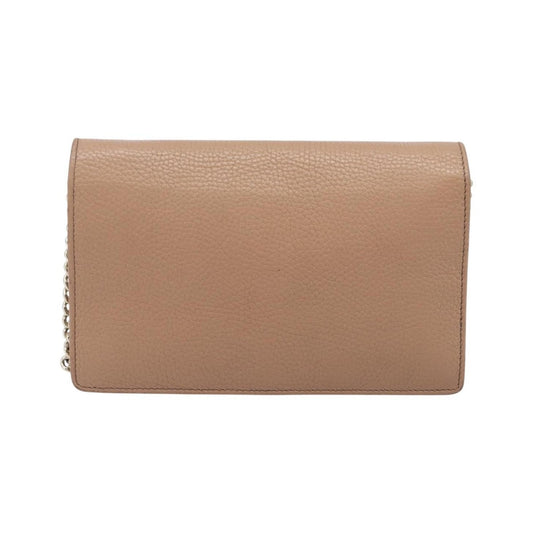 Gucci Soho Wallet on Chain Leather, Beige, Leather, Shoulder Bag