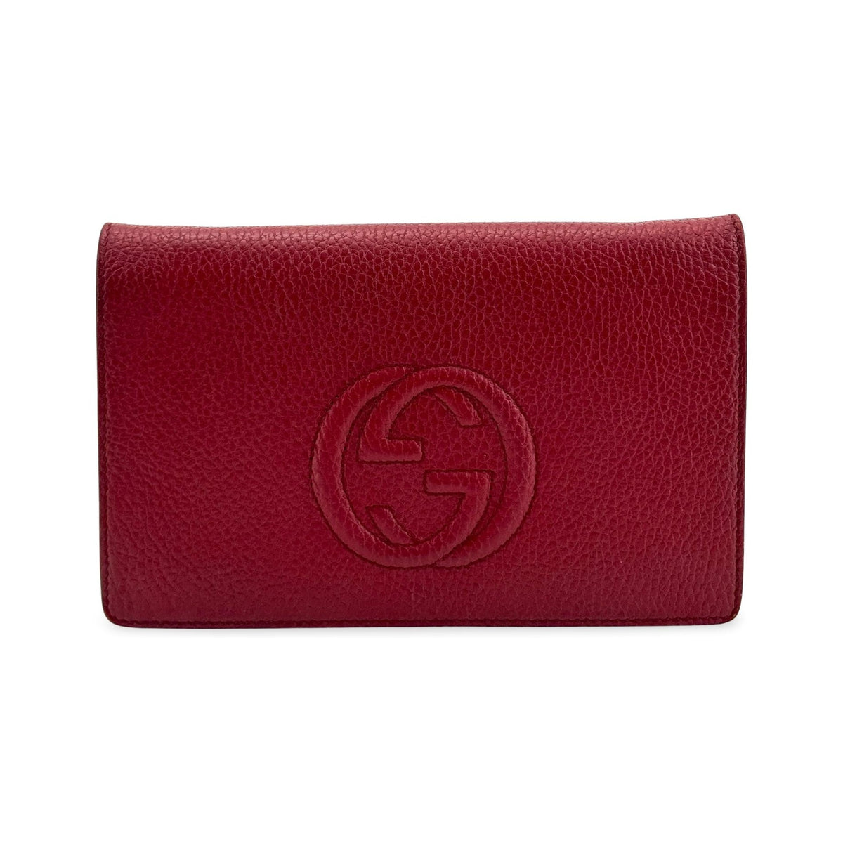 Gucci Soho Wallet on Chain Leather, Red, Leather, Crossbody Bag