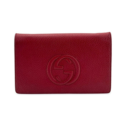Gucci Soho Wallet on Chain Leather, Red, Leather, Crossbody Bag