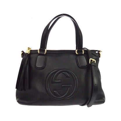 Gucci Soho Working Leather, Black, Leather, Tote Bag