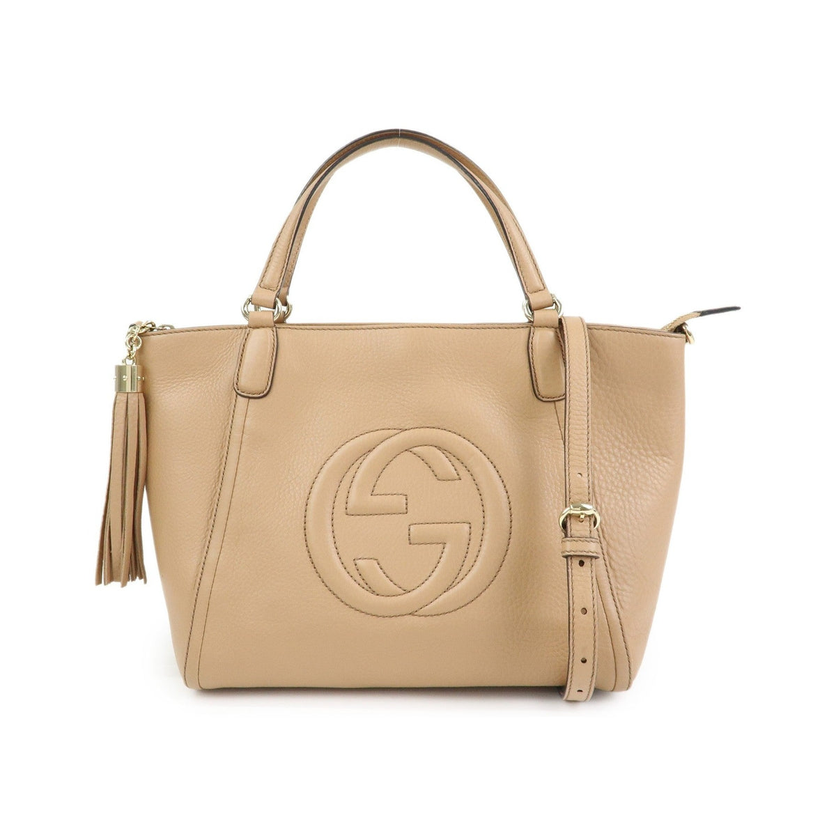 Gucci Soho Working Leather, Beige, Leather, Tote Bag