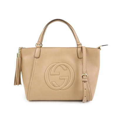 Gucci Soho Working Leather, Beige, Leather, Tote Bag