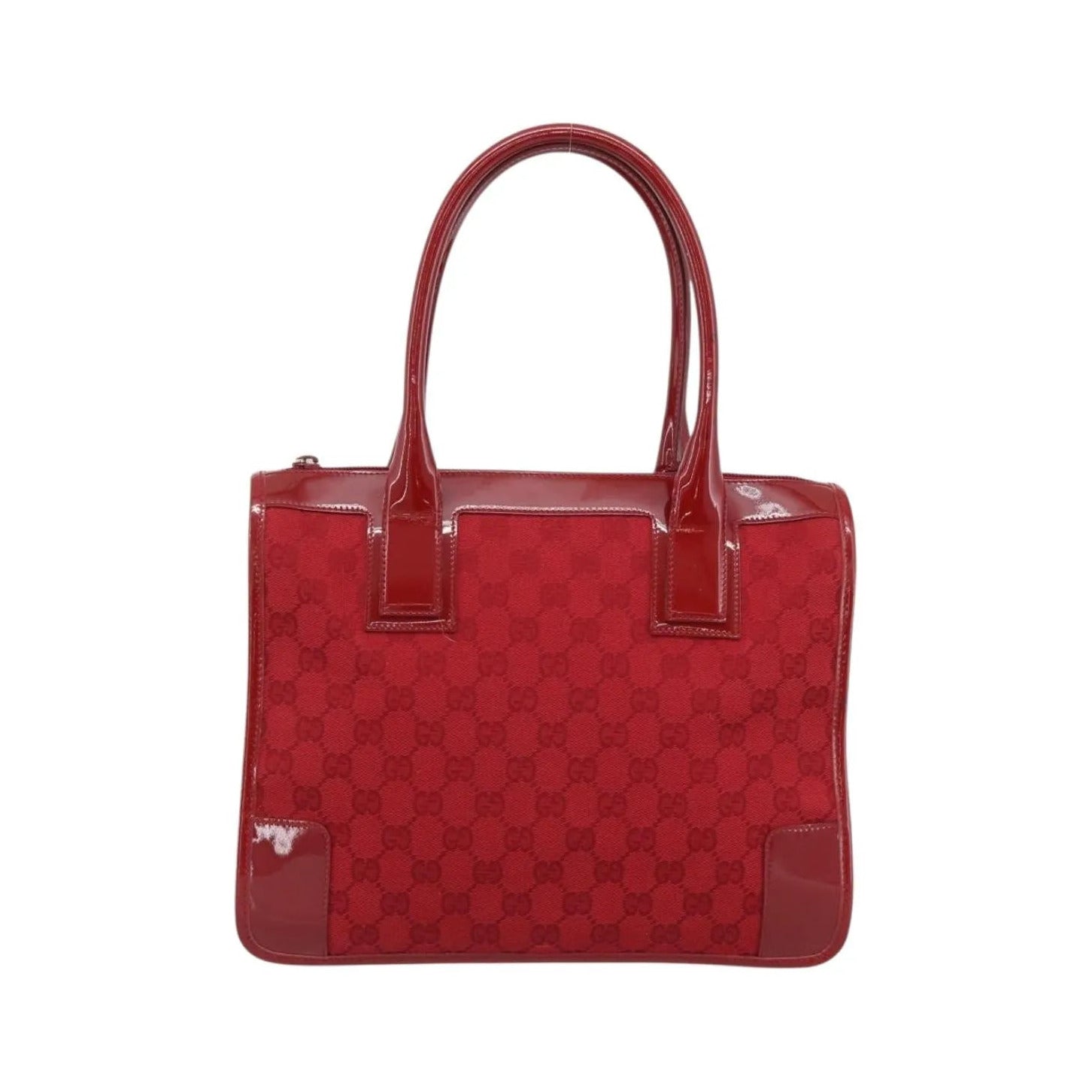Gucci Structured Top Handle Open Tote GG Canvas, Red, Canvas, Handbag