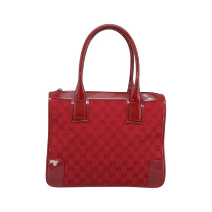 Gucci Structured Top Handle Open Tote GG Canvas, Red, Canvas, Handbag