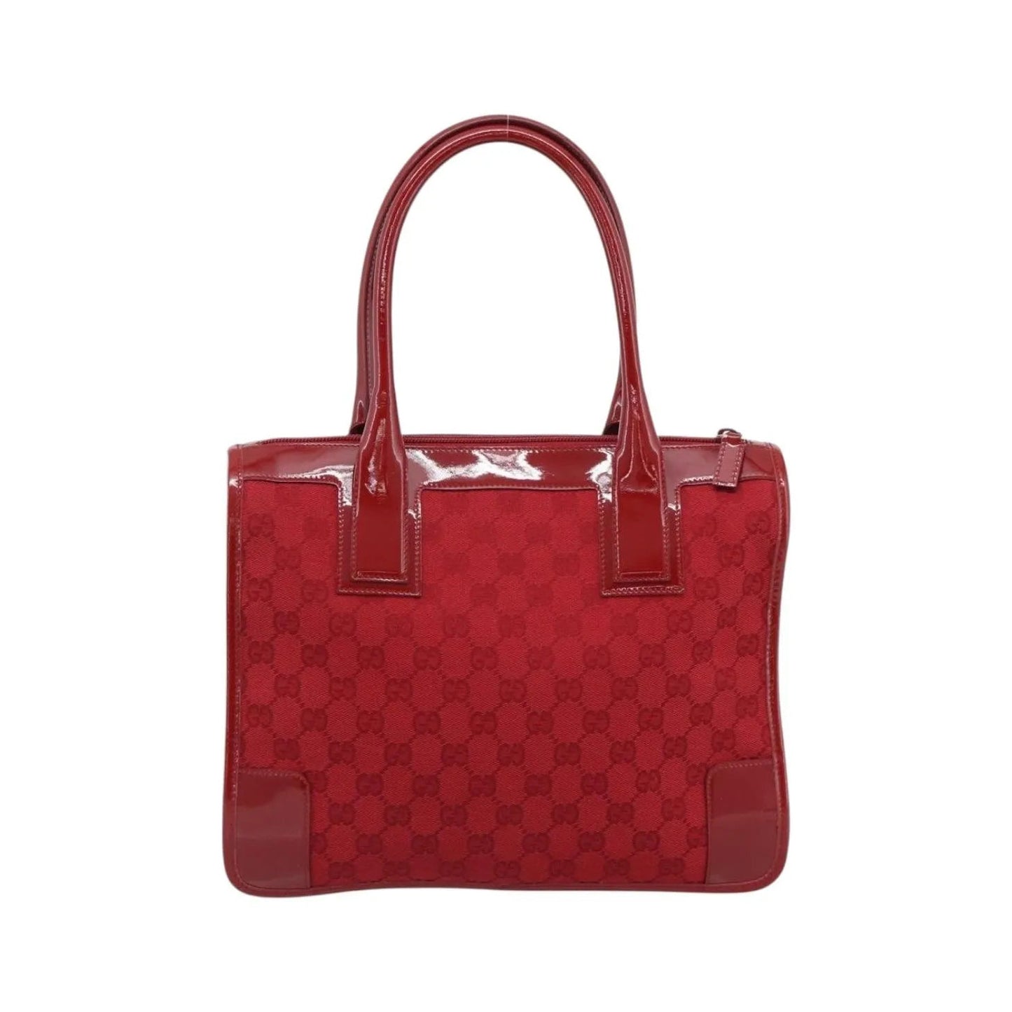 Gucci Structured Top Handle Open Tote GG Canvas, Red, Canvas, Handbag