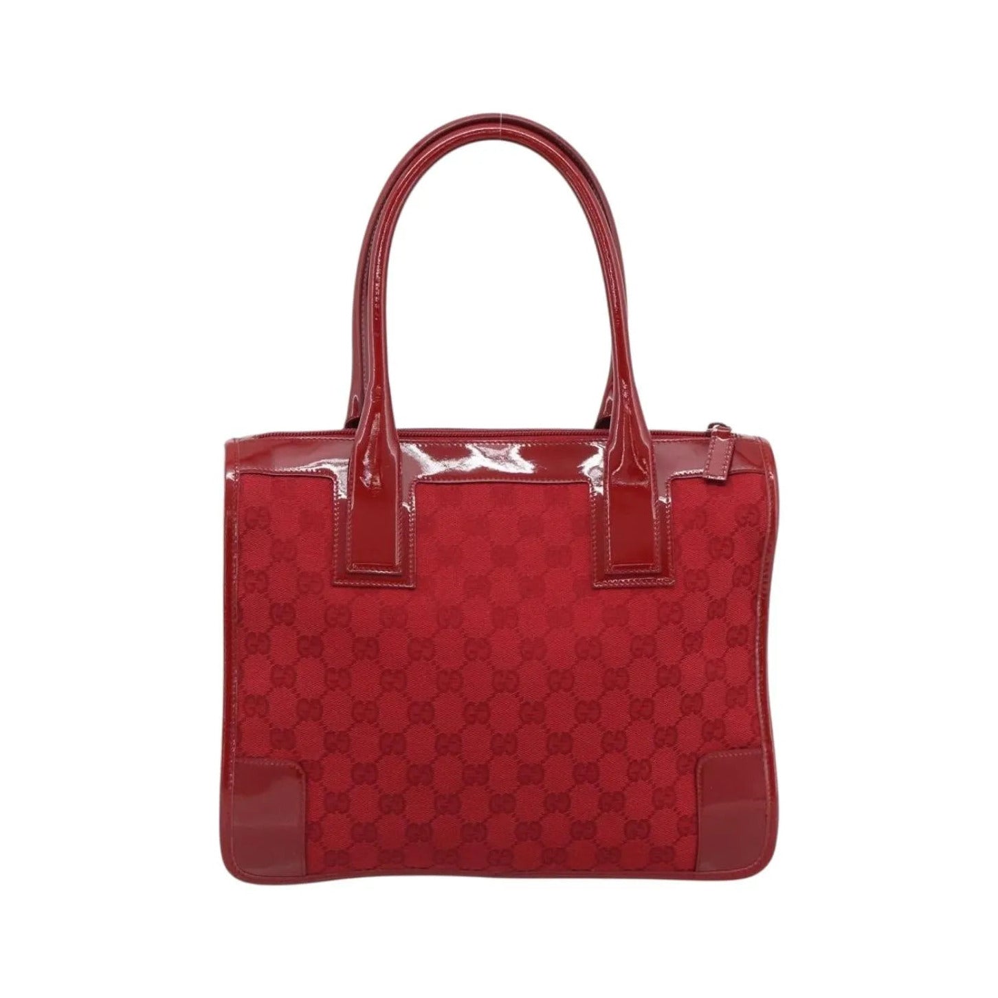 Gucci Structured Top Handle Open Tote GG Canvas, Red, Canvas, Handbag