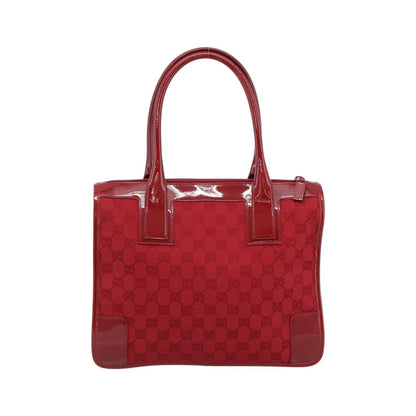 Gucci Structured Top Handle Open Tote GG Canvas, Red, Canvas, Handbag