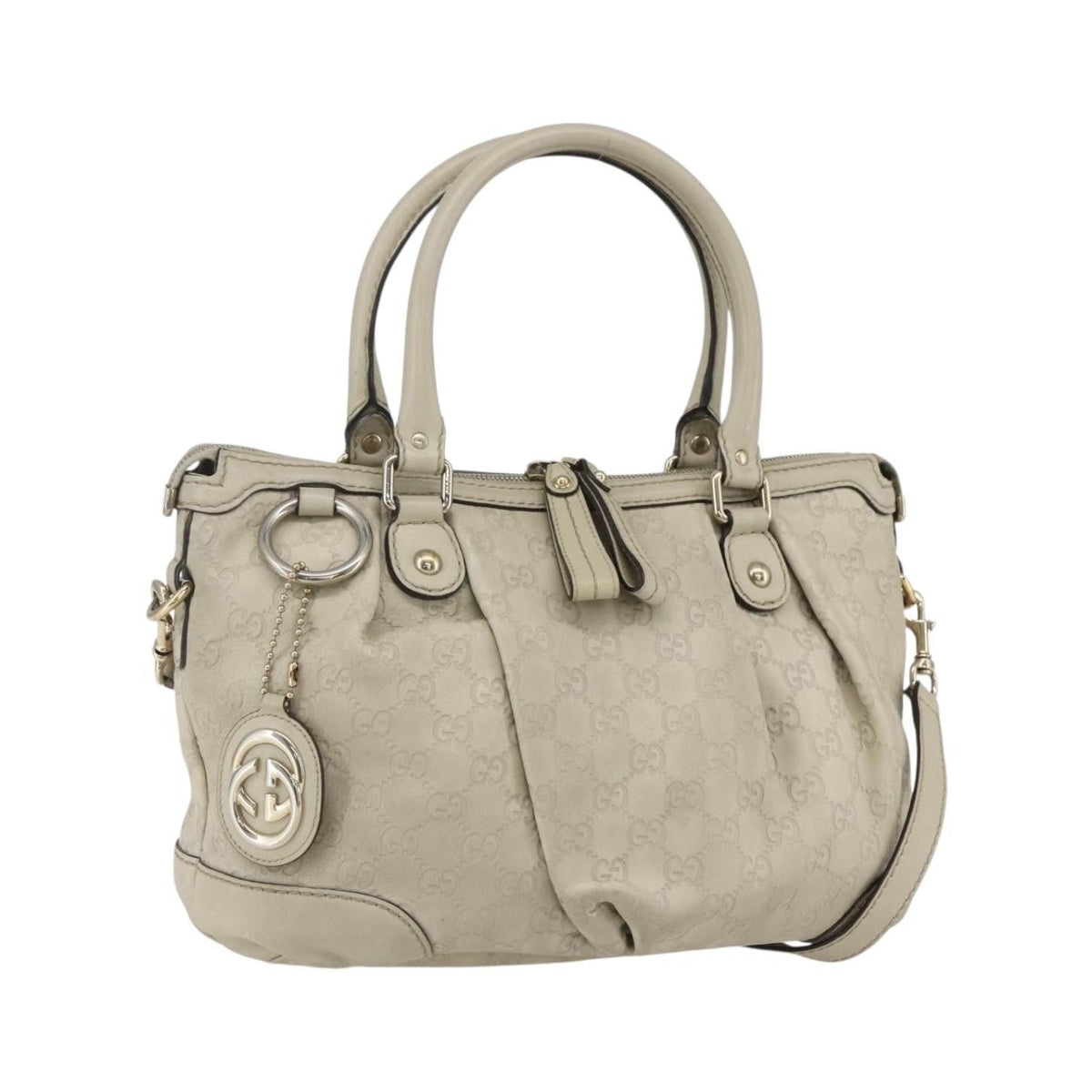 Gucci Sukey Top Handle Satchel Guccissima Leather, Ecru, Leather, Handbag