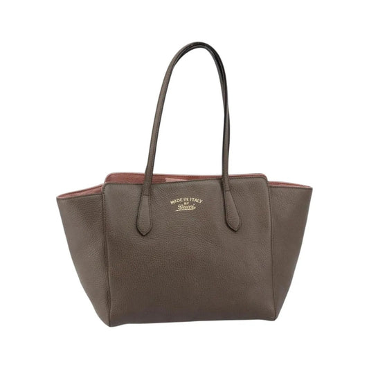 Gucci Swing Tote Leather, Gray, Leather, Tote Bag