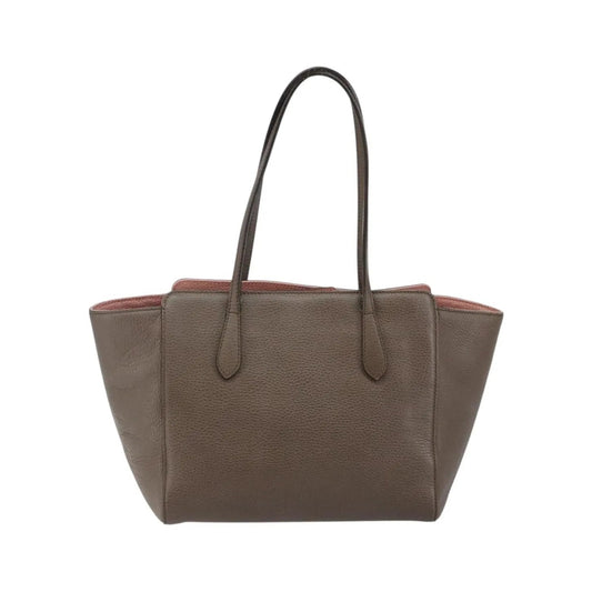Gucci Swing Tote Leather, Gray, Leather, Tote Bag