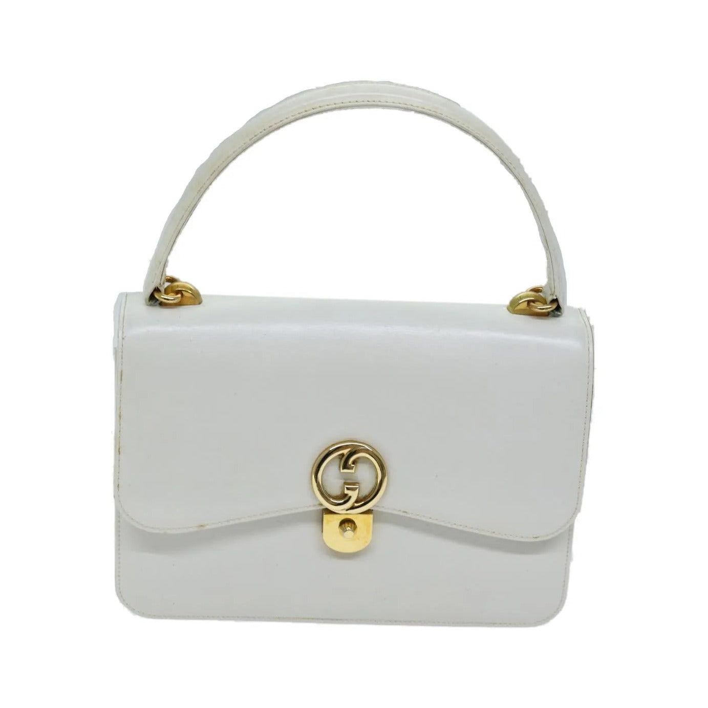 Gucci Sylvie 1969 Top Handle Leather, White, Leather, Handbag