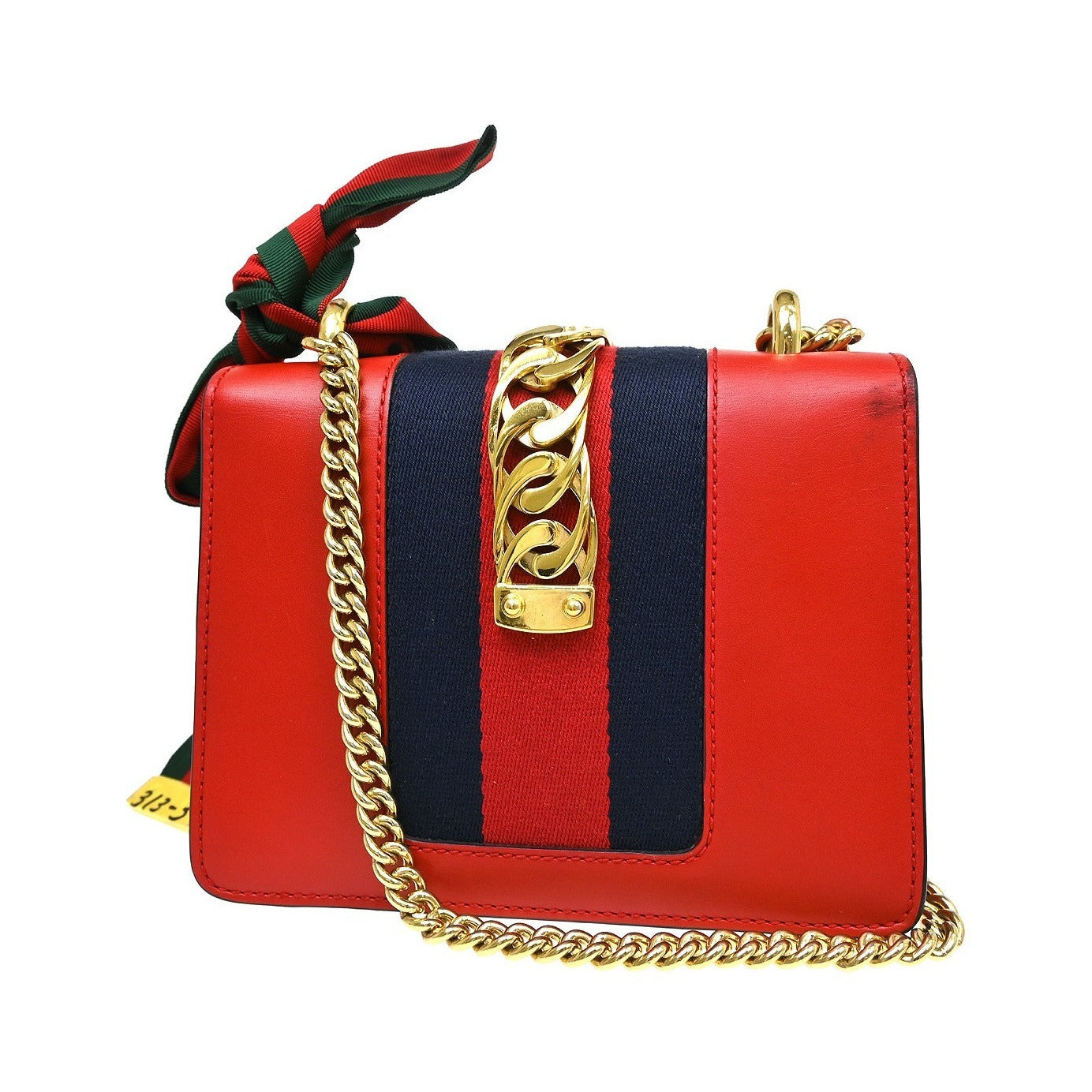 Gucci Sylvie Chain Leather, Red, Leather, Shoulder Bag