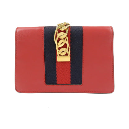 Gucci Sylvie Chain Leather, Red, Leather, Shoulder Bag