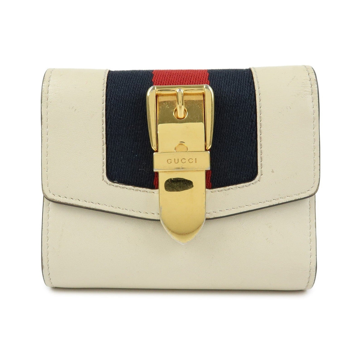 Gucci Sylvie Compact Leather, Beige, Leather, Wallet