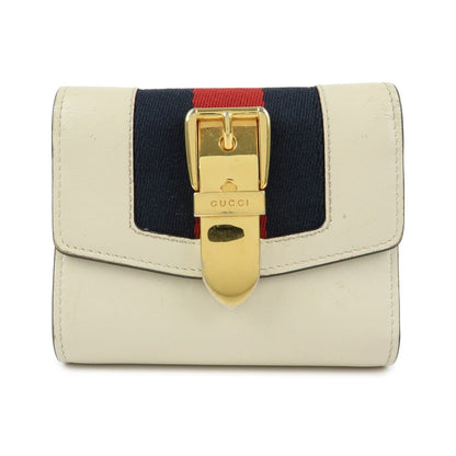 Gucci Sylvie Compact Leather, Beige, Leather, Wallet