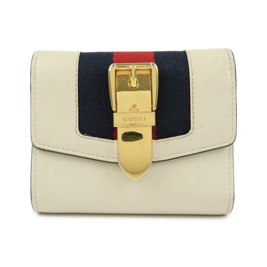 Gucci Sylvie Compact Leather, Beige, Leather, Wallet