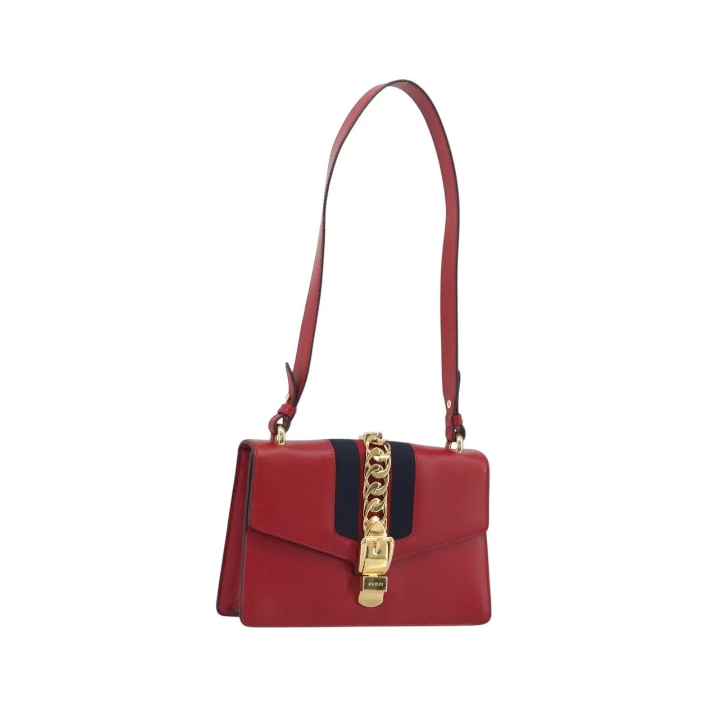 Gucci Sylvie Leather, Red, Leather, Shoulder Bag