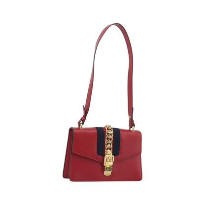 Gucci Sylvie Leather, Red, Leather, Shoulder Bag