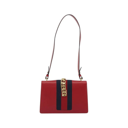 Gucci Sylvie Leather, Red, Leather, Shoulder Bag