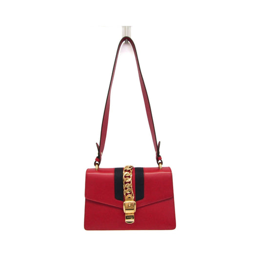 Gucci Sylvie Leather, Red, Leather, Shoulder Bag