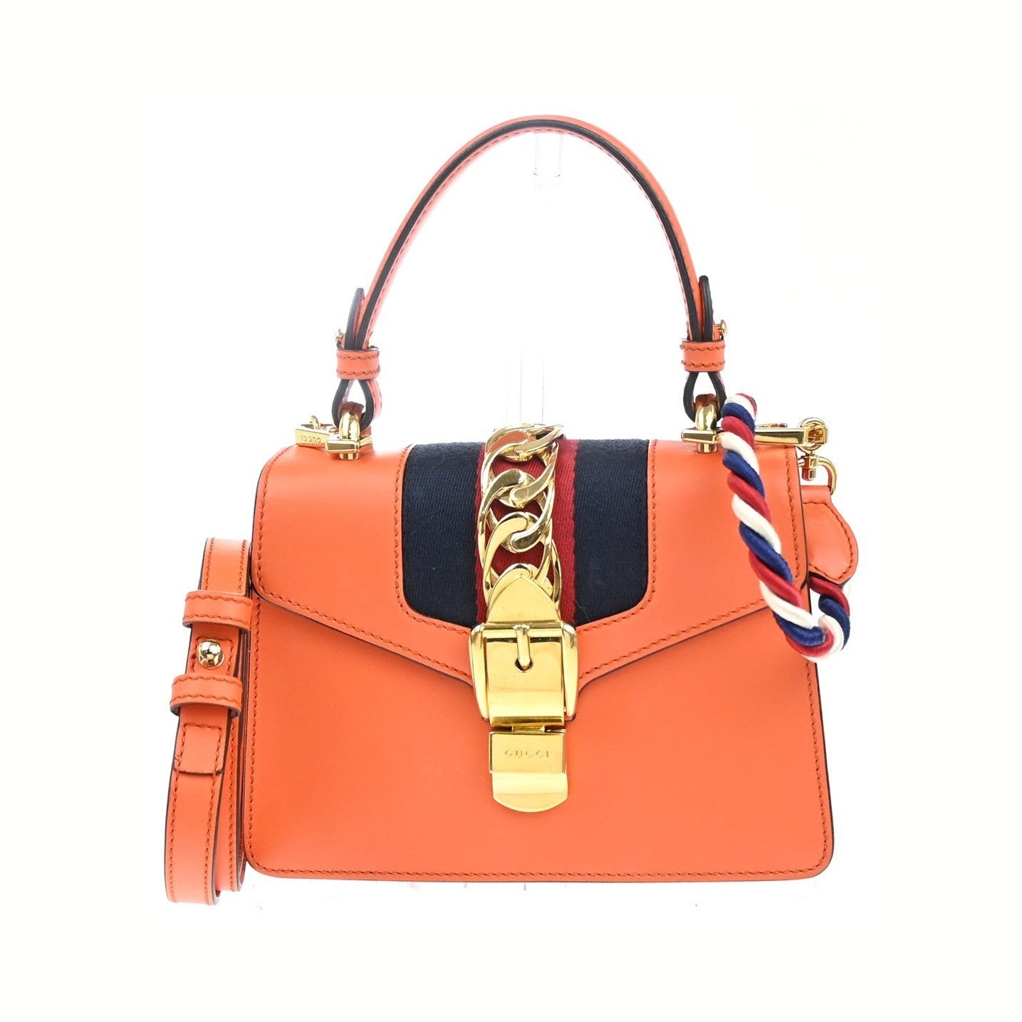 Gucci Sylvie Leather, Orange, Leather, Handbag