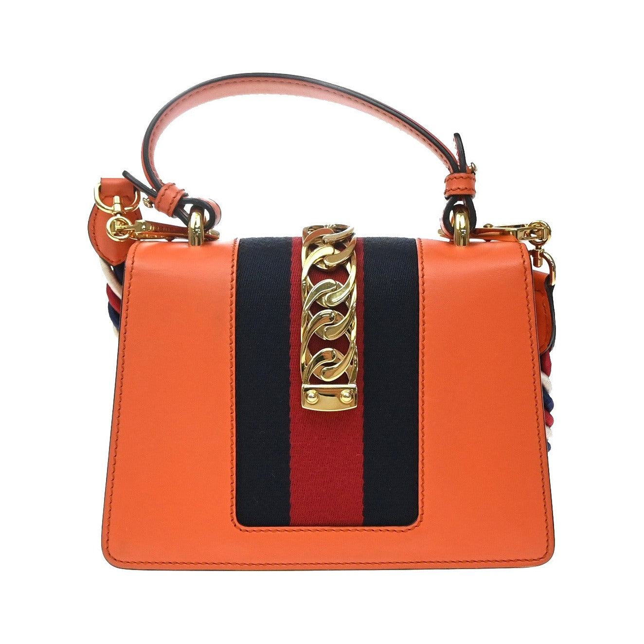 Gucci Sylvie Leather, Orange, Leather, Handbag