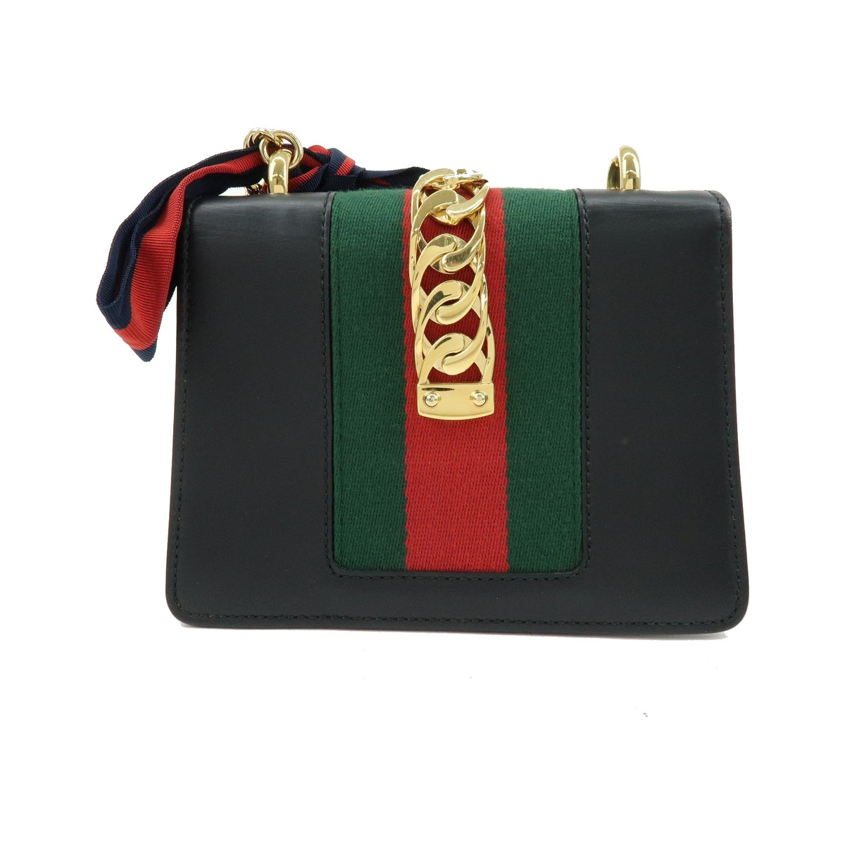 Gucci Sylvie Leather, Black, Leather, Shoulder Bag