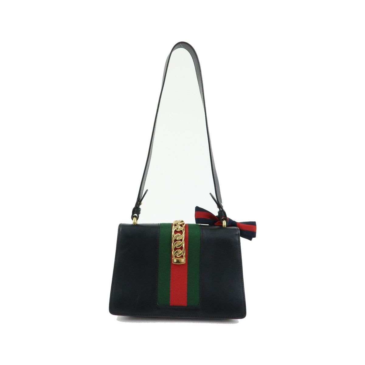 Gucci Sylvie Leather, Black, Leather, Shoulder Bag
