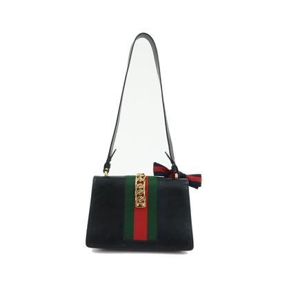 Gucci Sylvie Leather, Black, Leather, Shoulder Bag