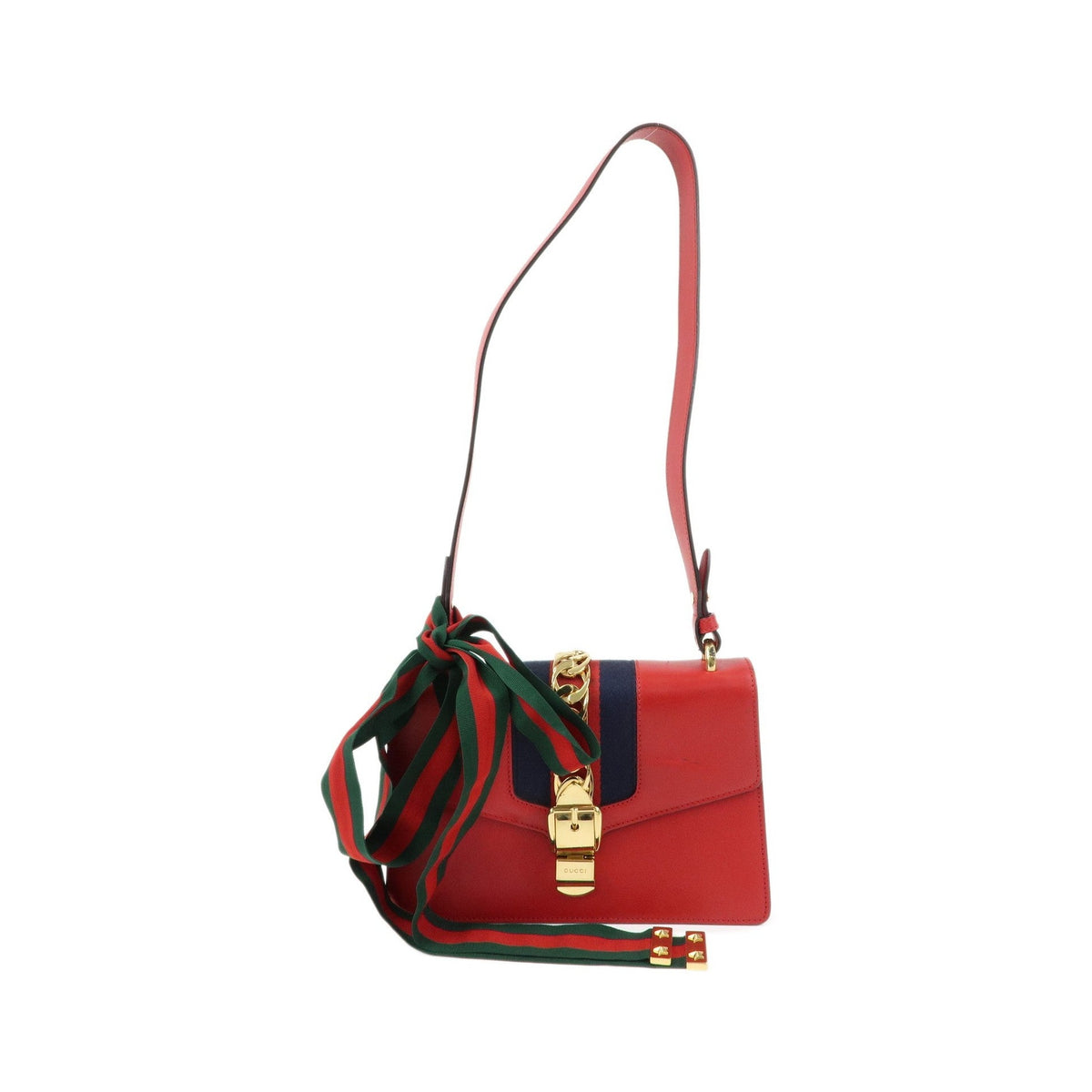 Gucci Sylvie Leather, Red, Leather, Shoulder Bag