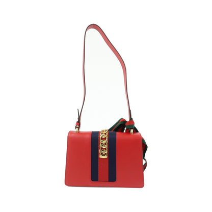 Gucci Sylvie Leather, Red, Leather, Shoulder Bag