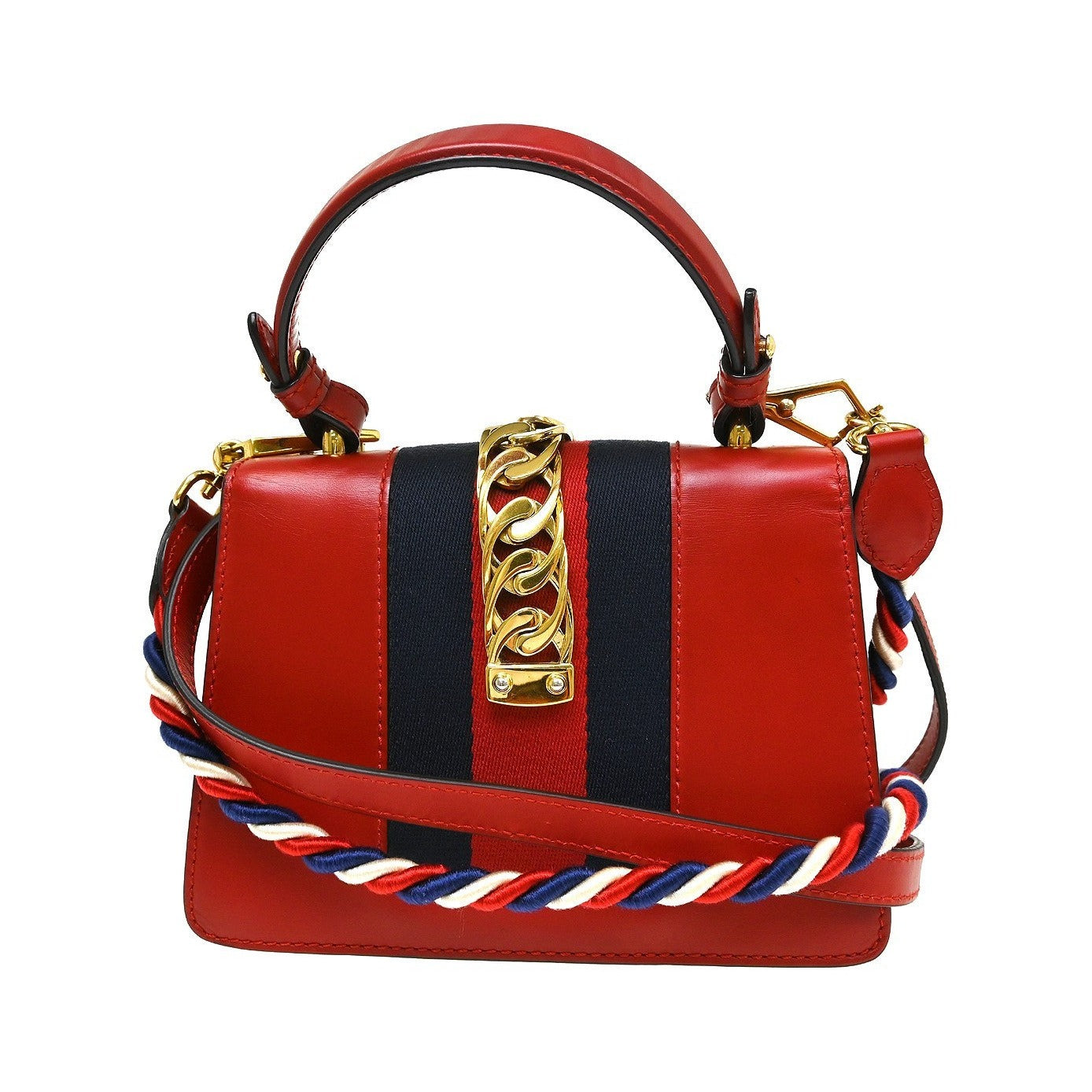 Gucci Sylvie Top Handle Leather, Red, Leather, Handbag