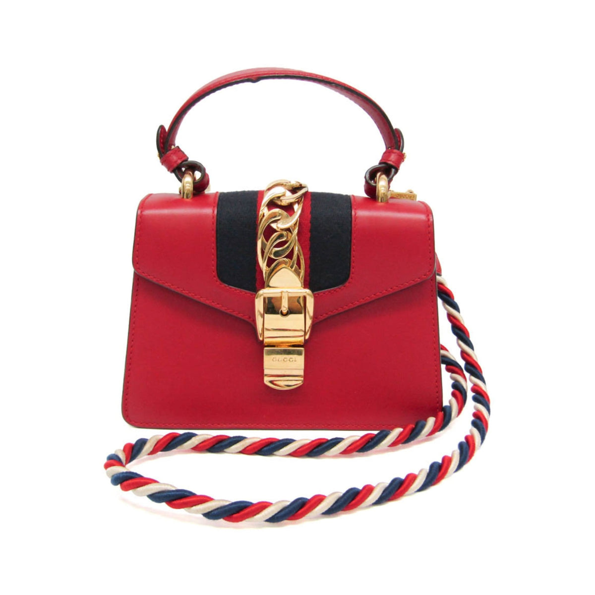 Gucci Sylvie Top Handle Leather, Red, Leather, Handbag