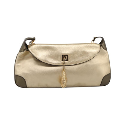Gucci Tiger Charm Leather, Gold, Leather, Shoulder Bag