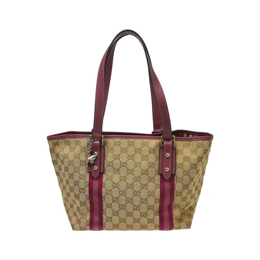 Gucci Tote GG Canvas and Leather, Beige, Canvas, Tote Bag