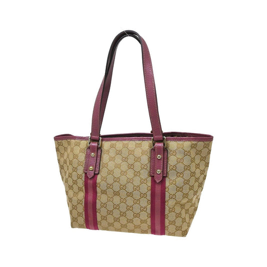 Gucci Tote GG Canvas and Leather, Beige, Canvas, Tote Bag