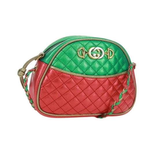 Gucci Trapuntata Camera Quilted Laminated Leather, Red, Leather, Shoulder Bag