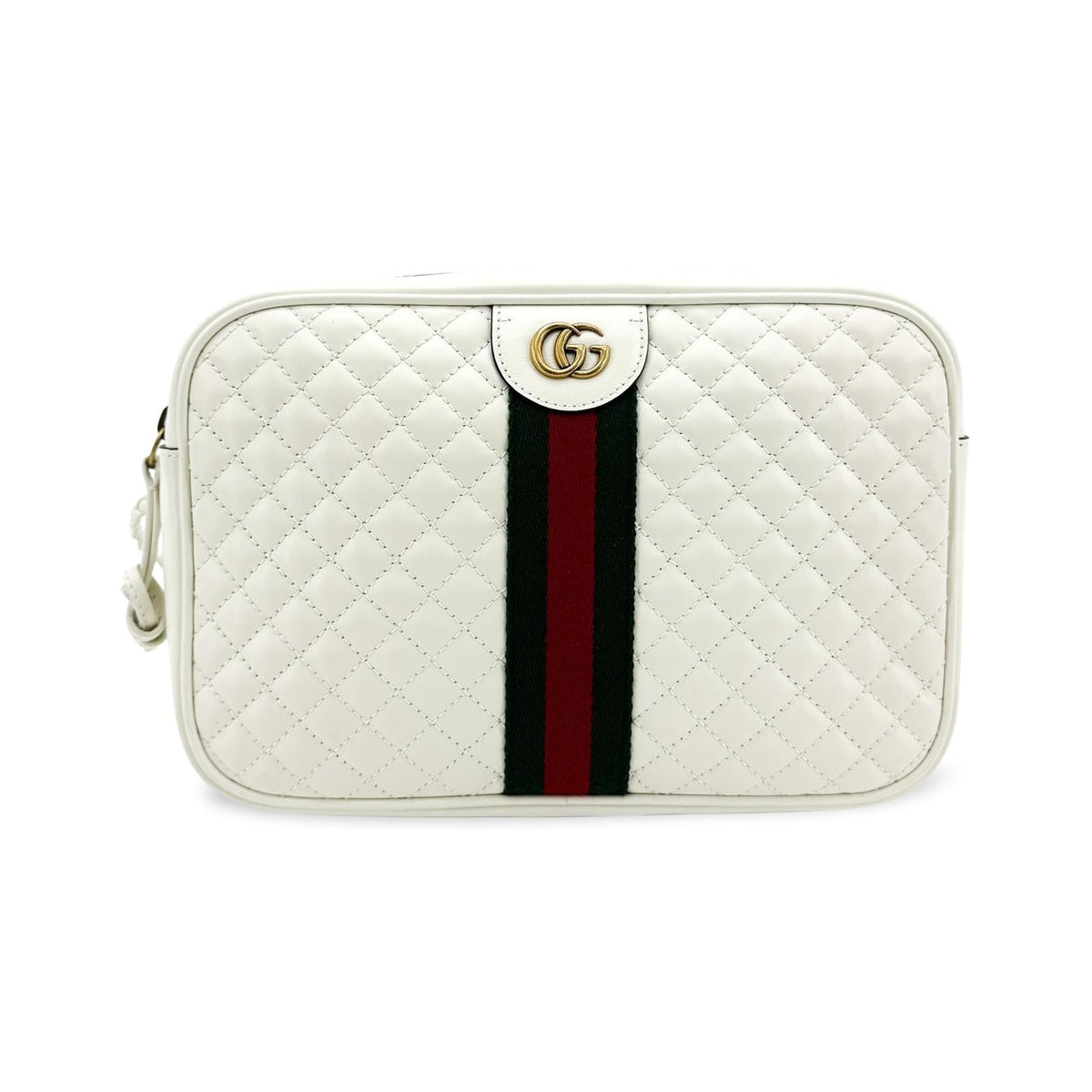 Gucci Trapuntata Camera Quilted Leather, White, Leather, Handbag